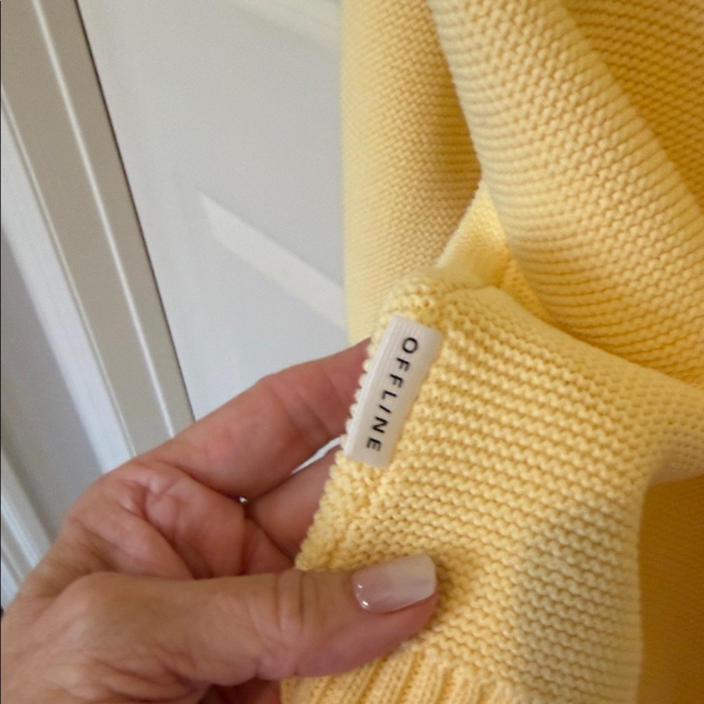 Aerie Light Yellow Women's Cowl Neck Sweater - Picture 4 of 5